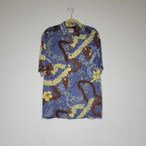 Hilo Hattie Mens Short Sleeve Shirt Blue Floral‎ Size M